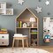 Natural Gray Kids House Desk And Chair Set With Blackboard And Storage 3+ Years